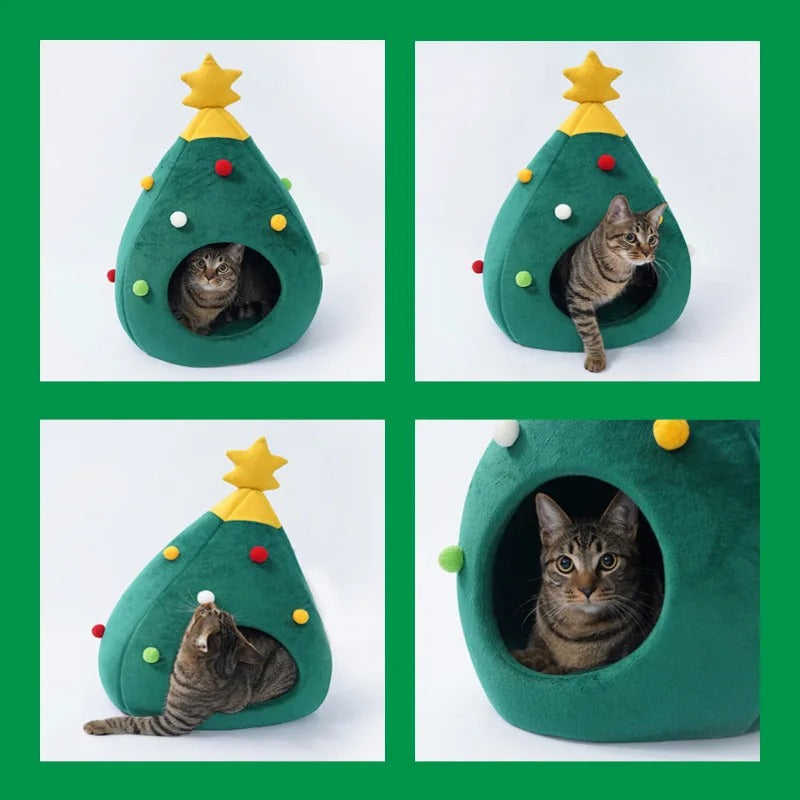 Lit pour chat sapin de noël