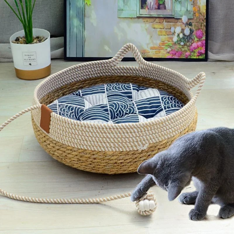 panier en osier pour chat